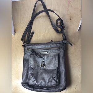Stone Mountain Vintage Charcoal Gray  Shoulder Bag with Gold Embelishment